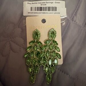 Accessorize Green Crystal Cascade Chandelier Earrings